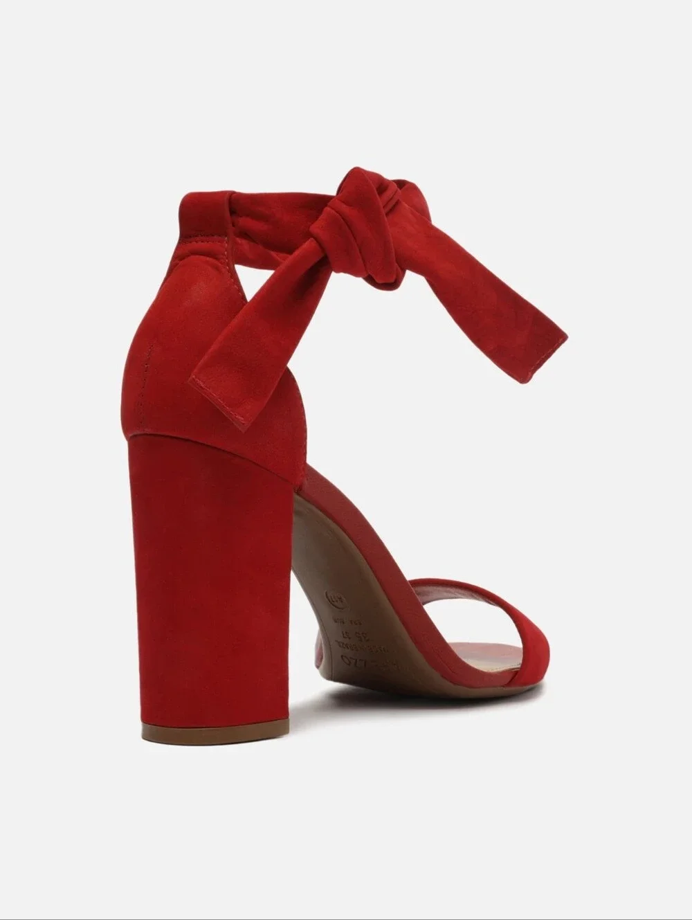 Made In Brazil Arezzo Isabelli Red Suede High Block Heel Sandals 9.5 NEW NWOB